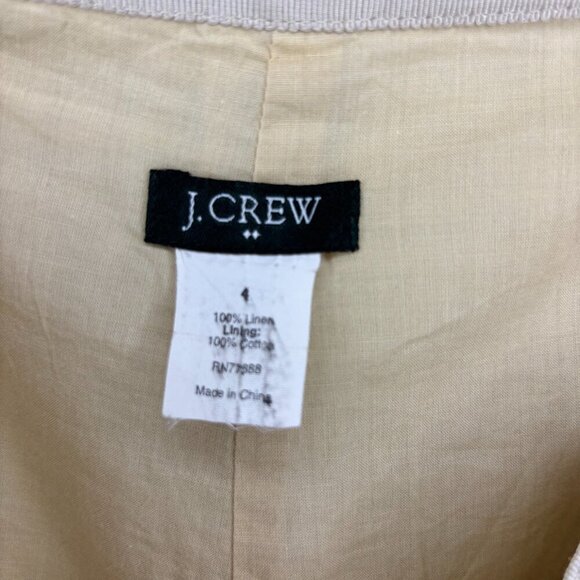 J.CREW 100% LINEN A-Line Skirt Womens 4 Gold Metallic Ivory Knee-Length Sparkle - Picture 5 of 5